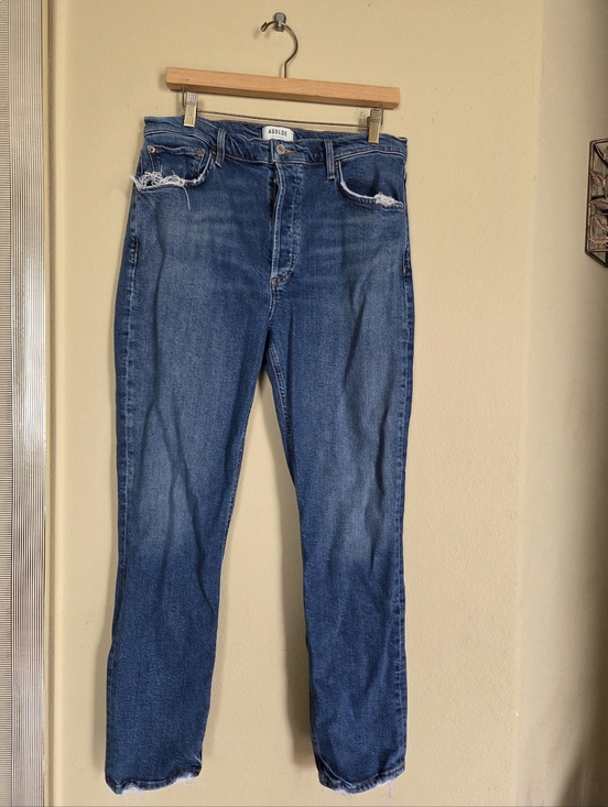 Agolde Denim - Agolde Riley Long Blue Jeans Lyocell Organic Cotton Straight Slim Skinny